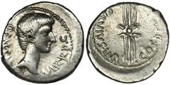 ANCIENT COINS Roman Republic, Octavian Augustus, Denarius - RARERare issue, minted by Quintus Salvidienus Rufus, Octavian childhood friend and from 45/44 BC the most important general. This made him g