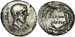 ANCIENT COINS Roman Republic, Decimus Iunius Brutus Albinus, Denarius - RARERare and very well preserved Republican denarius. Roman RepublicDecimus Iunius Brutus Albinus, Denarius 48 BC, mint Rome Obv