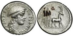 ANCIENT COINS Roman Republic, Cn. Plancius, DenariusJohn Melville Jones, in 'Dictionary of Ancient Roman Coins', writes that the female head on this coin is likely 'that of the personification of Mace