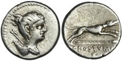 ANCIENT COINS Roman Republic, Postumius, DenariusNice denarius minted by Gaius Postumius (Latin Caius Postumius), one of the monetary officials (Latin tresviri monetales), most likely in 74 BC (someti