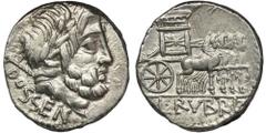ANCIENT COINS Roman Republic, L. Rubrius Dossenus, DenariusVery well preserved specimen.Ex. Gitbud & Naumann, Auction 33, 2015. Roman Republic L. Rubrius Dossenus (87 BC), Denarius 87 BC, Rome mintObv
