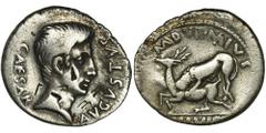 ANCIENT COINS Roman Imperial, Octavian Augustus, Denarius - VERY RAREVery rare Octavian denarius, which is another example of Augustus desire to restore republican institutions. At that time, there wa