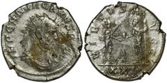 ANCIENT COINS Roman Imperial, Carus, AntoninianusBeautifully preserved specimen fully silvered.Roman Imperial Carus (282–283), Antoninianus 282, Antioch mintObverse: radiate bust of the emperor right 