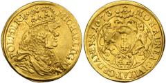 PREMIUM POLISH COINS AND MEDALS Michael I Wisnowiecki, Ducat Danzig 1673 DL - RARERzadki dukat gdański Michała Korybuta Wiśniowieckiego.Trzeci, a zarazem ostatni rocznik krótkiej emisji dukatów Wiśnio