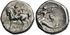 ANCIENT COINS Greece, Calabria, Tarentum, NomosBeautiful didrachm (sometimes also called a nomos) minted in Tarentum - one of the most important poles in Calabria. GreeceCalabria, Tarentum, Didrachm 2