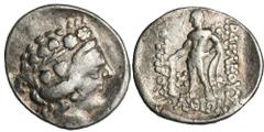 ANCIENT COINS Greece, Thrace, Thasos, Tetradrachm imitationCeltic imitation of the Thasos tetradrachm. GreeceThrace, Thasos, Imitation of tetradrachm 2nd-1st century BCObverse: head Dionysus rightReve