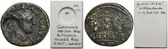 ANCIENT COINS Roman Provincial, Bithynia, Nicaea, Gordian III, AE, Assarion - ex. AwianowiczSpecimen from the collection of prof. Bartosz Awianowicz.Countermark on the obverse.Roman ProvincialBithynia