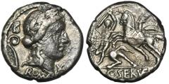 ANCIENT COINS Roman Republic, C. Servilius Vatia, DenariusRoman Republic C. Servilius Vatia (82-80 BC), Denarius 82-80 BC, Rome mintObverse: laureate head of Apollo right, hair rolled back and falling