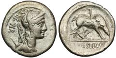 ANCIENT COINS Roman Republic, C. Hosidius C.f. Geta, DenariusRoman Republic C. Hosidius C. f. Geta (68 BC), Denarius, Rome mintObverse: draped bust of Diana to right, wearing stephane, earring, and ne