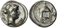 ANCIENT COINS Roman Republic, Q. Cassius Longinus, Denarius - RARERare Cassius Longinus denarius commemorating his trial of the virgins of the Vestals, Emilia, Marcia, and Licinia, who had been indict