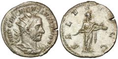 ANCIENT COINS Roman Imperial, Volusian, AntoninianusCleaned.Roman ImperialVolusian (251-253), Antoninian 251-253, Rome mintObverse: radiated bust rightIMP CAE C VIB VOLVSIANO AVGReverse: Salus standin