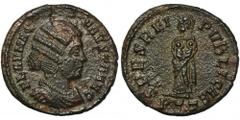 ANCIENT COINS Roman Imperial, Fausta, Follis - RARERare Fausta follis. Fausta was caught up in the vile case of adultery with her stepson Crispus, and as a result, at the behest of her husband Constan