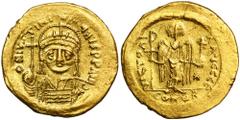 ANCIENT COINS Byzantine Empire, Justinian I, Solidus ConstantinopleGraffitti on the reverse. Byzantine Empire Justinian I (527–565), Solidus 542-552, Constantinople mint, 1st officina Obverse: the bus