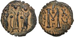 ANCIENT COINS Byzantine Empire, Heraclius, Martina and Heraclius Constantine, FollisInteresting and nicely preserved follis, in a sand patina.Byzantine Empire Heraclius, Martina and Heraclius Constant