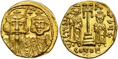 ANCIENT COINS Byzantine Empire, Constans II, with Constantine IV, Heraclius and Tiberius, SolidusLustrous piece.Byzantine Empire Constans II, Constantine IV, Heraclius and Tiberius (659-668), Solidus 