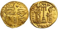 ANCIENT COINS Byzantine Empire, Constans II, with Constantine IV, Heraclius and Tiberius, SolidusByzantine Empire Constans II, Constantine IV, Heraclius and Tiberius (659-668), Solidus 661-663, Consta