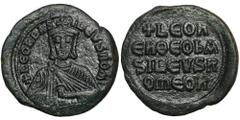 ANCIENT COINS Byzantine Empire, Leo IV, FollisByzantine Empire Leo IV (780-787), Follis, Constantinople Mint Obverse: bust with a short straight chin + LEON BASILEVS ROM Reverse: inscription in four l