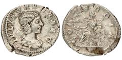 Foreign coins Roman Empire. Aquilia Severa. Denarius. ND (221). RIC 225ff. K. 58.1. 3,2 g. VF.