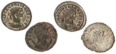 Foreign coins Roman Empire. Aurelianus & Severina. Lot (4) Antoninianus. ND (270 - 275 AD). F - VF. RIC 4, RIC 59f, RIC 61, RIC 258.
