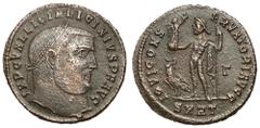 Roman Imperial Coins Licinius I, 308 - 324 AD AE Follis, Heraclea Mint, 23mm, 3.53 grams Obverse: IMP C VAL LICIN LICINIVS P F AVG, Laureate head of Licinius right. Reverse: IOVI CONSERVATORI AVGG, Ju