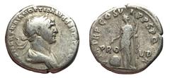 Roman Coins Trajan, 98 - 117 AD Silver Denarius, Rome Mint, 19mm, 3.19 grams Obverse: IMP CAEA NER TRAIAN OPTIM AVG GER DAC PARTHICO, Laureate, draped and cuirassed bust of Trajan right. Reverse: P M 