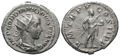 Roman Imperial Gordian III, 238 - 244 AD Silver Antoninianus, Rome Mint, 23mm, 3.79 grams Obverse: IMP GORDIANVS PIVS FEL AVG, Radiate, draped and cuirassed bust of Gordian right. Reverse: P M TR P V 