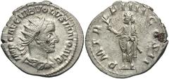 Roman Coins Volusian, 251 - 253 AD Silver Antoninianus, Rome Mint, 22mm, 3.10 grams Obverse: IMP C VID VOLVSIANO AVG, Radiate, draped and cuirassed bust of Volusian right. Reverse: P M TR P IIII COS I