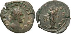 Roman Coins Claudius II Gothicus, 268 - 270 AD AE Antoninianus, Siscia Mint, 21mm, 3.53 grams Obverse: IMP CLAVDIVS AVG, Radiate, draped and cuirassed bust of Claudius right. Reverse: LAETITIA AVG, La