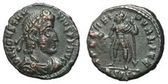 Roman Imperial Coins Constantius II, 337 - 361 AD AE Follis, Siscia Mint, 17mm, 2.26 grams Obverse: D N CONSTANTIVS P F AVG, Diademed bust of Constantius right. Reverse: SPES REIPVBLICE, Constantius i