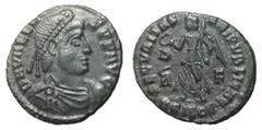 Roman Imperial Coins Valens, 364 - 378 AD AE Follis, Siscia Mint, 19mm, 2.24 grams Obverse: D N VALENS P F AVG, Diademed, draped and cuirassed bust of Valens right. Reverse: SECVRITAS REIPVBLICAE, Cic