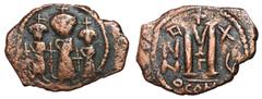 Byzantine Coins Heraclius with Heraclius Constantine and Martina, 610 - 641 AD AE Follis, Cyprus Mint, 28mm, 4.78 grams Obverse: Heraclius standing at center with Empress Martina on his left and Herac