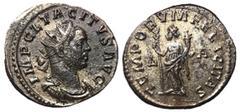Roman Coins Tacitus, 275 - 276 AD AE Antoninianus, Lugdunum Mint, 23mm, 4.41 grams Obverse: IMP CL TACITVS AVG, Radiate, draped and cuirassed bust of Tacitus right. Reverse: TEMPORVM FELICITAS, Felici