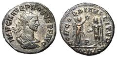 Roman Coins Probus, 276 - 282 AD AE Antoninianus, Cyzicus Mint, 21mm, 4.29 grams Obverse: IMP C M AVR PROBVS P F AVG, Radiate, draped and cuirassed bust of Probus right. Reverse: CONCORDIA MILITVM, Vi