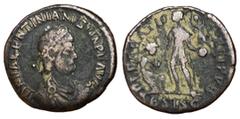 Roman Coins Valentinian II, 375 - 392 AD AE Follis, Siscia Mint, 23mm, 4.69 grams Obverse: D N VALENTINIANVS P F AVG, Diademed, draped and cuirassed bust of Valentinian right. Reverse: REPARATIO REIPV