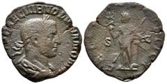 Roman Coins Volusian, 251 - 253 AD AE Sestertius, Rome Mint, 28mm, 11.07 grams Obverse: IMP CAE C VIB VOLVSRIANO AVG, Laureate, draped and cuirassed bust of Volusian right. Reverse: FELICITAS PVBLICA 