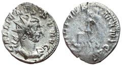 Roman Coins Gallienus, 253 - 268 AD Silver Antoninianus, Lygdunum Mint, 23mm, 3.97 grams Obverse: GALLIENVS P F AVG, Radiate, draped and cuirassed bust of Gallienus right. Reverse: VICT GERMANICA, Vic