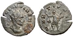 Roman Coins Claudius II, 268 - 270 AD AE Antoninianus, Mediolanum Mint, 19mm, 3.18 grams Obverse: IMP C CLAVDIVS PF AVG, Radiate, draped and cuirassed bust of Claudius right. Reverse: PAX AVG, Pax adv