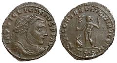 Roman Coins Licinius I, 308 - 324 AD AE Follis, Thessalonica Mint, 25mm, 3.12 grams Obverse: IMP C VAL LICIN LICINIVS P F AVG, Laureate head of Licinius right. Reverse: IOVI CONSERVATORI AVGG, Jupiter