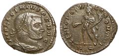 Roman Coins Licinius I, 308 - 324 AD AE Follis, Rome Mint, 23mm, 4.46 grams Obverse: IMP LICINIVS P F AVG, Laureate, draped and cuirassed bust of Licinius right. Reverse: GENIO POPVLI ROMANI, Genius s