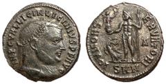 Roman Coins Licinius I, 308 - 324 AD AE Follis, Nicomedia Mint, 21mm, 4.05 grams Obverse: IMP VAL LICINIVS P F AVG, Laureate head of Licinius right. Reverse: IOVI CONSERVATORI, Jupiter standing left w