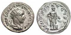 COINS Cesarstwo Rzymskie, antoninian, Gordian III - cesarz rzymski w latach 238-244Av.: Portret cesarza Gordiana III w drapowanej szacie i koronie promienistej (łac. corona radiata). Napis w otoku: IM
