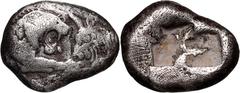 Ancient Greece, Lydia, Kroisos, 1/2 Stater (Siglos) 564-550 BC, SardeisWeight 5,14 g, 16 mm. A large denomination, only the rare silver Stater (double Siglos) of Croesus is larger. Waga 5,14 g, 16 mm.