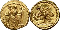 Ancient Greece, Thrace, Koson, Brutus 42-29 BC, StaterGold 8,37 g, 19 mm. Attractive coin.Złoto 8,37 g, 19 mm. Bardzo ładnie zachowany.Reference: RPC 1701A Grade: AU Weight: 8,37 g