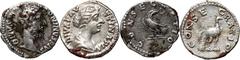 Ancient Roman Empire, Lot of 2 Denar CONSECRATIO, Marcus Aurelius 161-180 and Faustina Junior d. 175 (wife), RomeWeight: 2,48 g, 17 mm (Marcus Aurelius) and 3,44 g, 18 mm (Faustina Junior). Set of 2 C