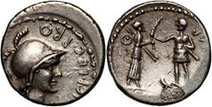 Ancient Roman Republic Cnaeus Pompey Jr. 48-45 BC Denar CordubaWeight 3 75 g 20 mm. Spanish mint in Corduba commemorative coin for Pompey the Great.Waga 3 75 g 20 mm. Denar wybity przez Gnejusza Pompe