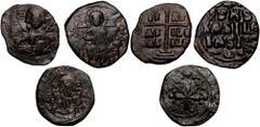 Ancient Byzantine Empire Lot of 3 Follis Basil II Roman III Nicephor III X-XIth c.Total weight 17 67 24-26 mm. Lot of 3 bronze Follis. Waga łączna 17 67 g 24-26 mm. Zestaw 3 monet góra od lewej: folli