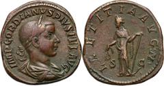 Ancient Roman Empire, Gordian III 238-244, Sestertius, RomeWeight 20,87 g, 30 mm. Attractive coin, centrally struck, with a nice brown patina.Waga 20,87 g, 30 mm. Atrakcyjna moneta, centrycznie wybita