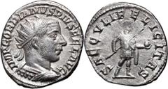 Ancient Roman Empire, Gordian III 238-244, Antoninian, AntiochWeight 4,32 g, 22 mm. A rare type of bust in armor, seen from behind. A stylistically different portrait of the emperor, characteristic of