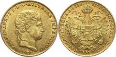 World coins and medals AustriaAustria, Ferdinand I, Ducat 1836 E, Karlsburg Austria, Ferdynand I, dukat 1836 E, Karlsburg Gold 3,48 g. Złoto 3,48 g. Grade: XF Diameter: 20.00 mm Literature: Friedberg 