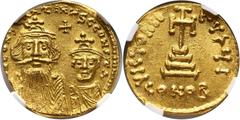 Ancient Byzantine Empire, Constans II & Constantine IV 654-668, solidus, Constantinople Bizancjum, Konstans II i Konstantyn IV 654-668, solidus, Konstantynopol Gold 4,34 g. Diameter 19 mm. Slightly cl